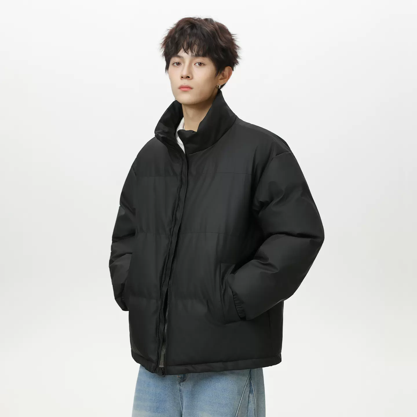 美式复古短款加厚棉服男冬季新款质感pu皮立领棉衣保暖面包服外套