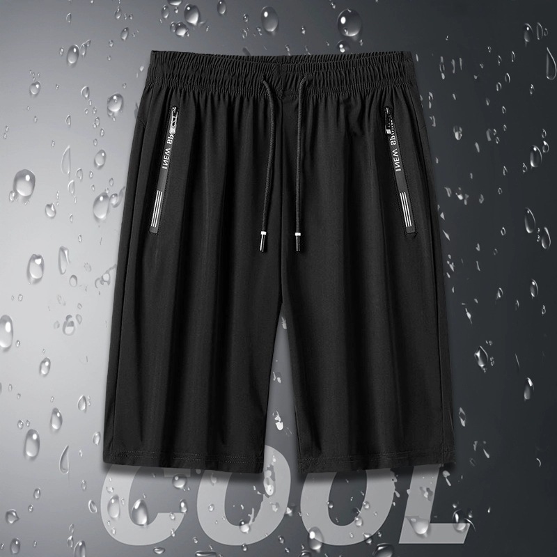 Camisas, menos ropa, pantalones cortos de seda de hielo, pantalones de cinco puntos casuales de secado rápido de gran tamaño para hombres, nueva tendencia