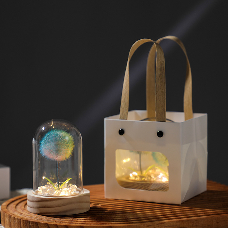 クロスボーダー タンポポ完成品 ナイトライト プリザーブドフラワー ガラスカバー 卓上装飾 ドライフラワー 小物 中秋節ギフト|undefined
