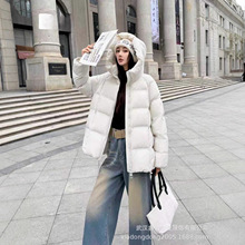 泡芙款轻柔款2025新款棉衣中长款羽绒服女连帽加厚白鸭绒羽绒服