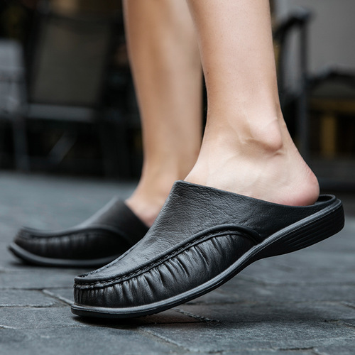 2024 New Men's Shoes Breathable Semi-Drag Casual Shoes Fashion Trendy Monologues Outdoor Men's Beans Shoes Dropshipping