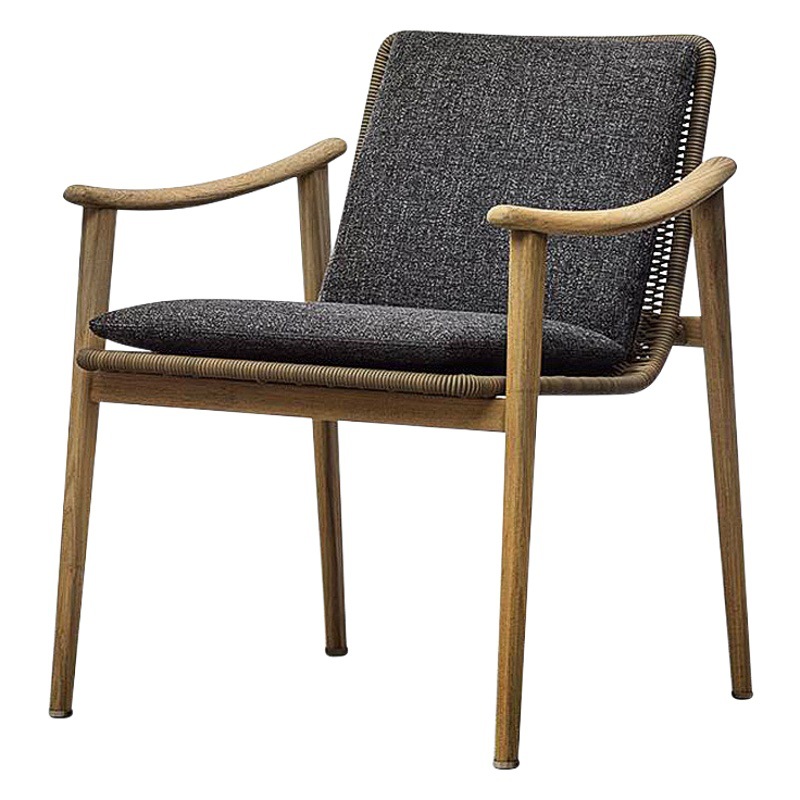 Ocio al aire libre mesa y silla combinación patio anti-corrosión de madera balcón silla de ratán casa al aire libre Villa Nordic silla de muebles de ratán