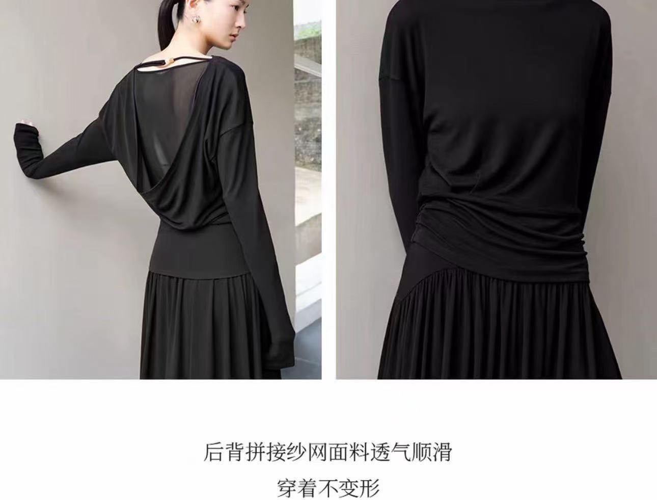 0520-32艾雅黑色套头针织衫女长袖宽松百搭时尚毛衣上衣