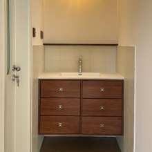 新中式复古浴室柜组合陶瓷一体盆橡木烤漆智能卫生间洗漱台洗手池