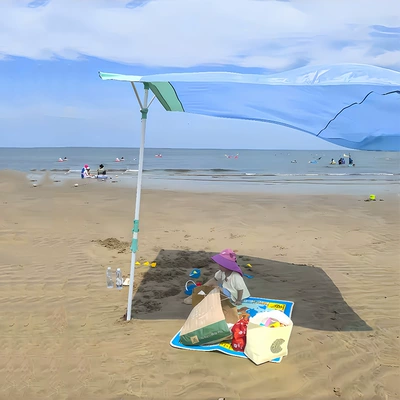 Cross-Border Wind-Powered Seaside Canopy Anti-Uv Quick-Open Beach Umbrella Awning Portable Camping Beach Tent (Avtomobil yan çətirləri) - sky-blue-240240cm