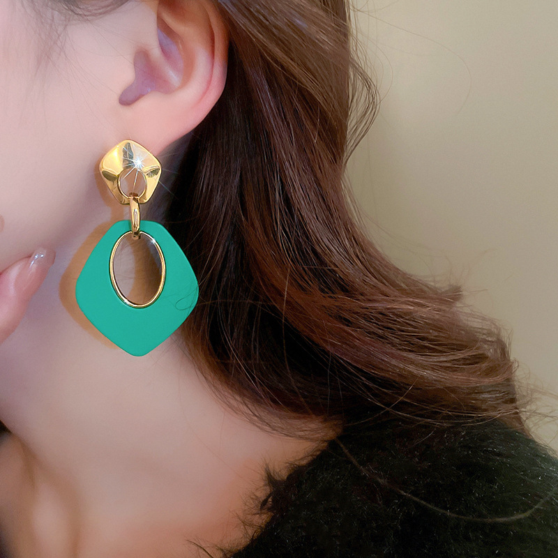 Fashion Geometric Arylic Copper Plating Drop Earrings 1 Pair