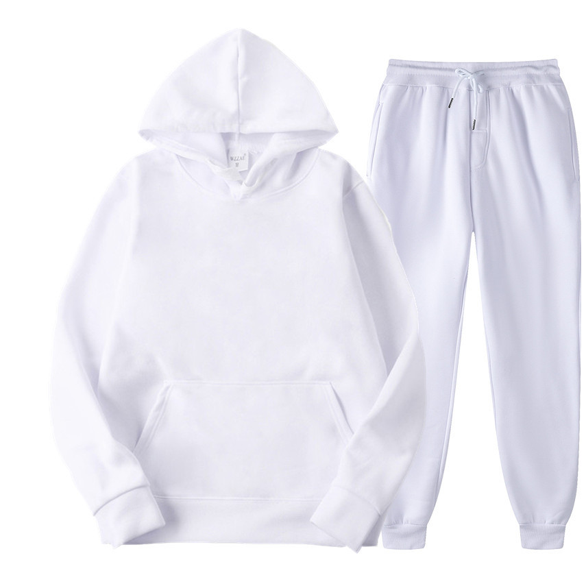 2024 neue einfarbige Pullover Sport Pullover Set Mode Fleece Herren Hoodie_voghion.com