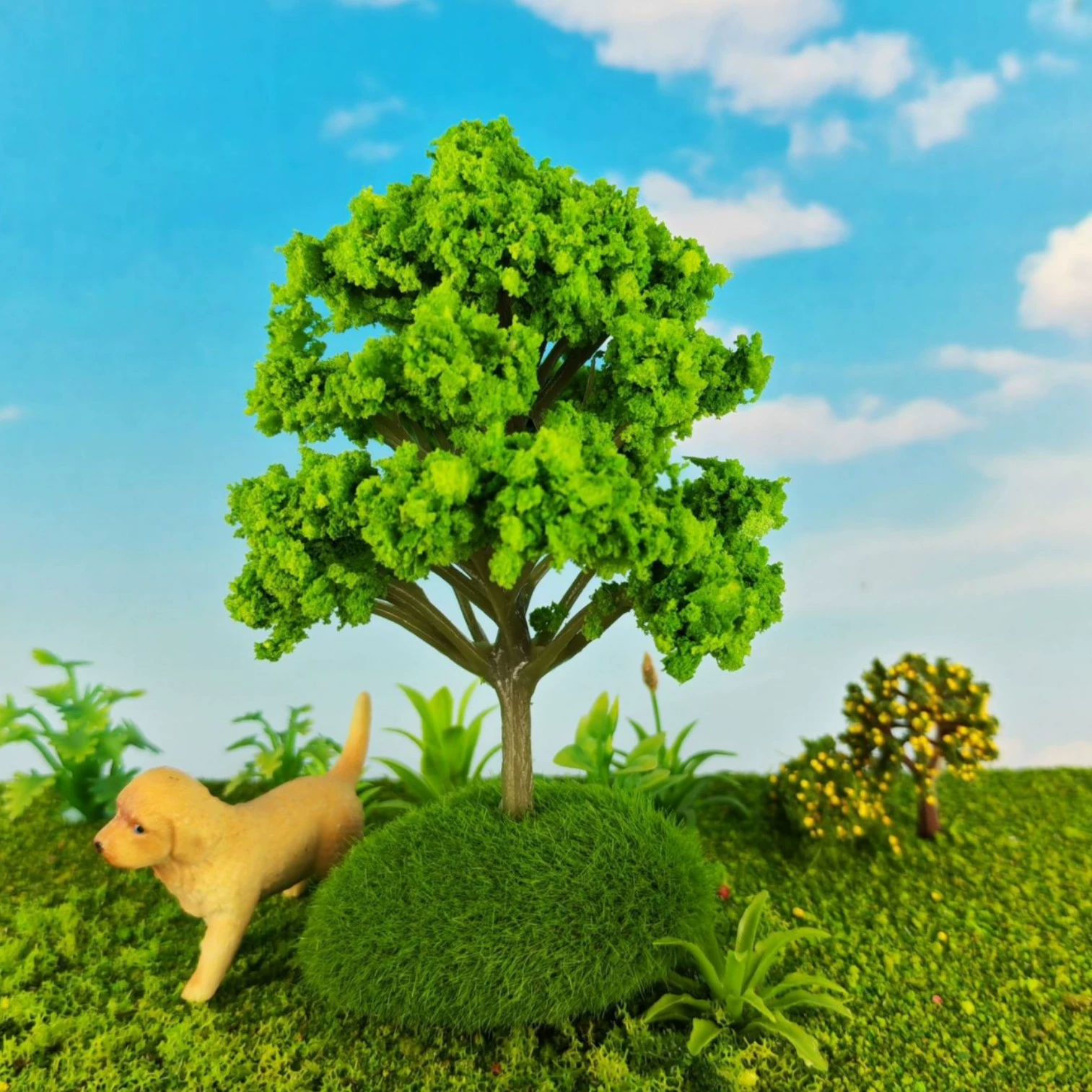 Архитектурная модель песочного стола, архитектурная модель, микроландшафтное украшение, искусственная пластиковая цветочная модель, ножка из персикового дерева