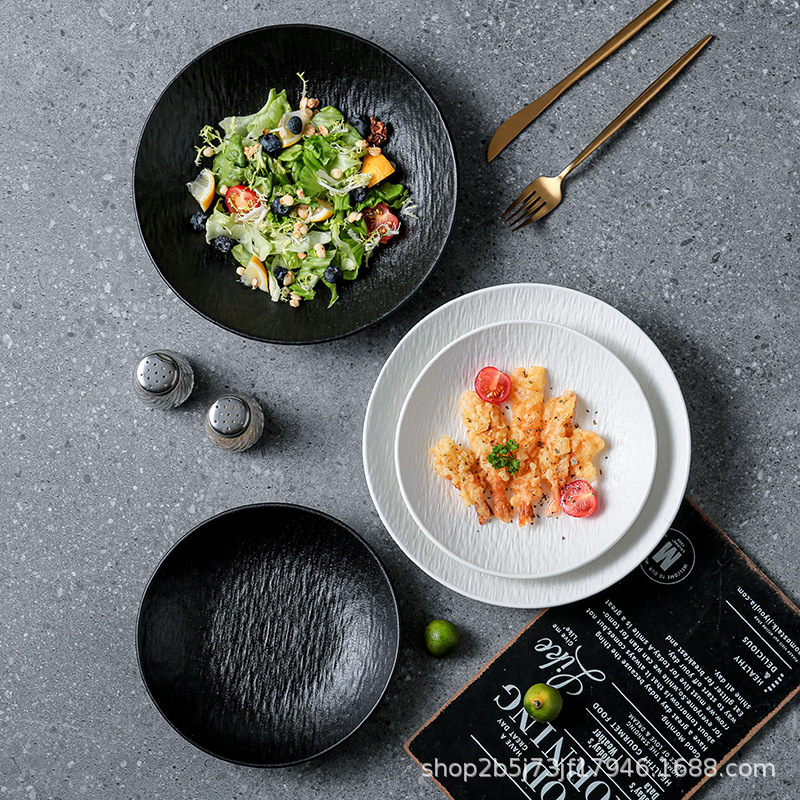 Black ceramic high quality dinner plate for home use