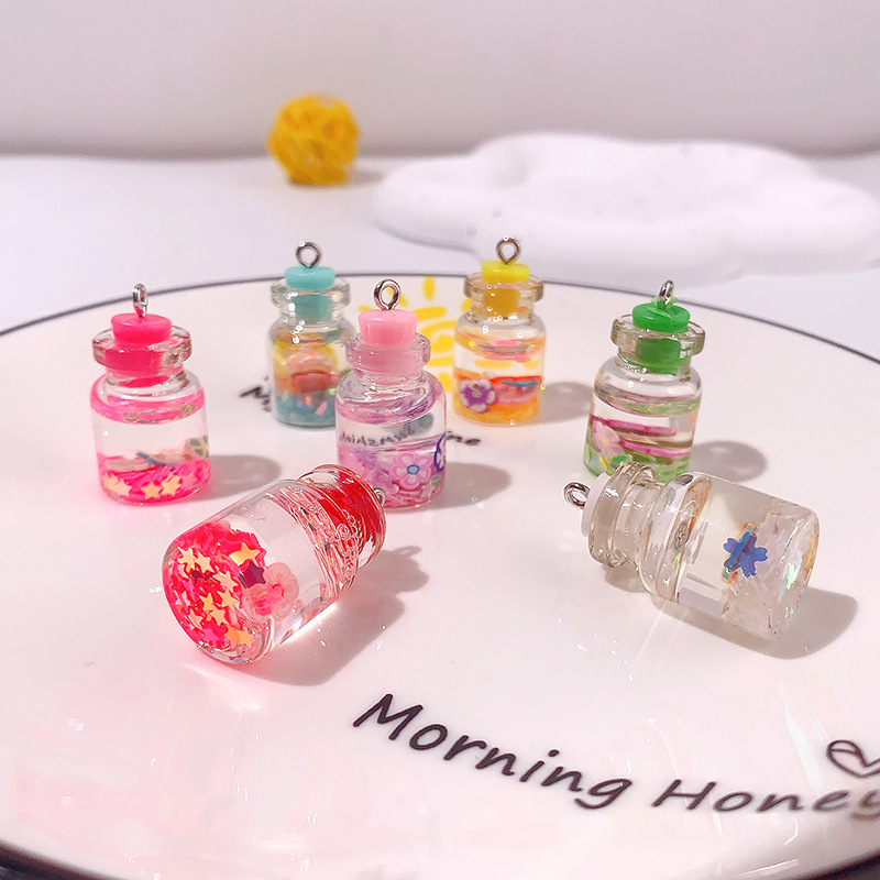 Nuevo acrílico polvo flash botella de deriva DIY accesorios botella de deriva creativa caja de teléfono móvil material de llavero aretes