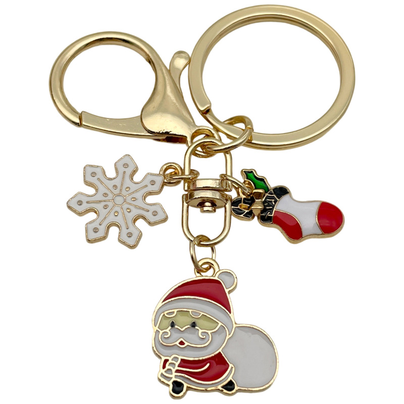 クロスボーダーサンタクロースの日クリスマスツリーデーかわいいキーホルダー合金キーチェーンバッグペンダントジュエリー小さなギフト|undefined
