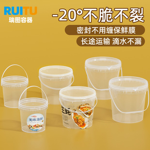 Oyster Bucket Transparent Sealed Pp Packaging Bucket 1.5L Small Plastic Bucket with Handle 3L Food Grade 750ml Jellyfish Bucket