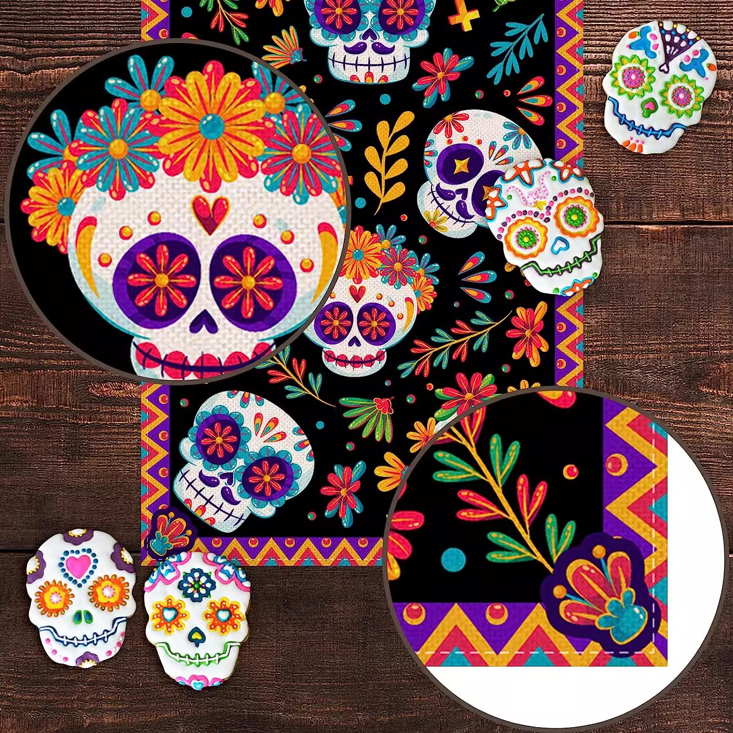 110g Weight Tablecloths Home Textiles & Decor Type tablecloth Event & Party Supplies 1 Piece, 1 Set Quantity Casual, Party Occasion Linen Material Halloween, Day of the Dead Festival Skull Pattern Funny Style Halloween Day Of The Dead Funny Skull Linen Casual Party Tablecloth Party Supplies Tableware 1 Piece 1 Set 22
