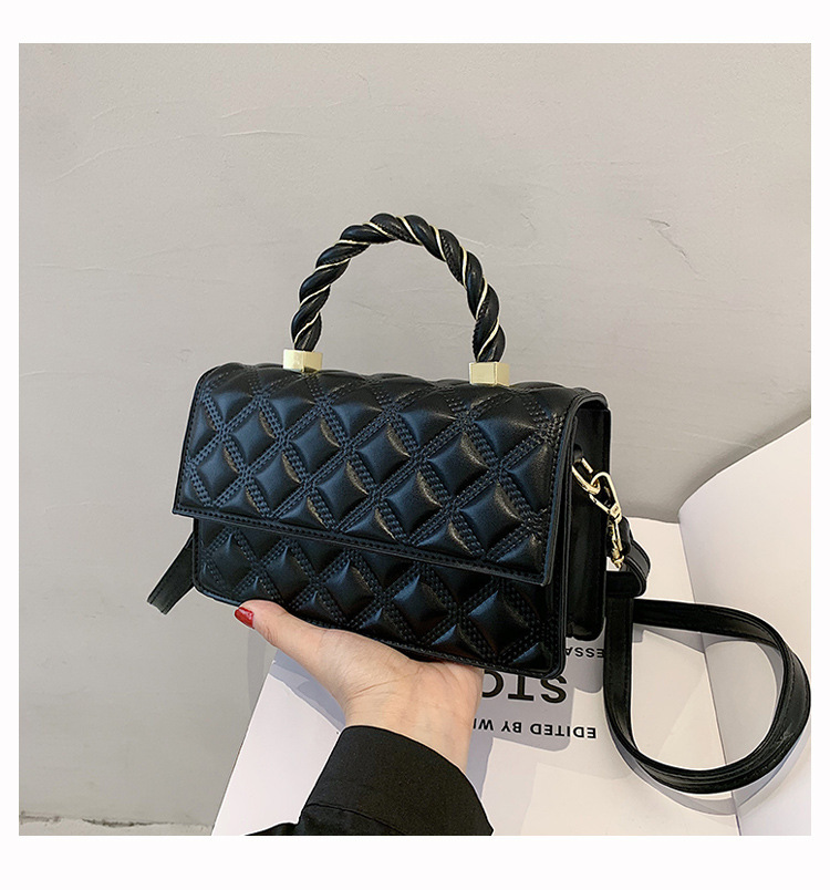 2021 New Textured Western Style Women's Bag Fashionable Rhombus Chain Bag Simple Embroidered Line Shoulder Bag Bag Crossbody Small Square Bag display picture 29