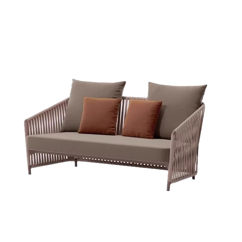 Sofá de ocio creativo de tejido de cuerda combinación de terraza casa terraza mesa de té pequeño sofá silla muebles al aire libre
