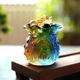 [Lucky Bag] [ZC treasure] [Generation Wealth] [Daily Gold] real glass money bag home decoration