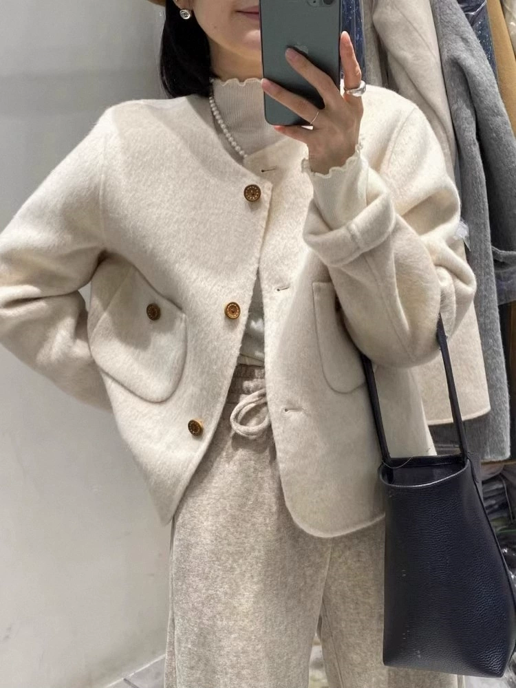 Демисезонное короткое сексуальное шерстяное пальто, стиль Chanel, для подростков