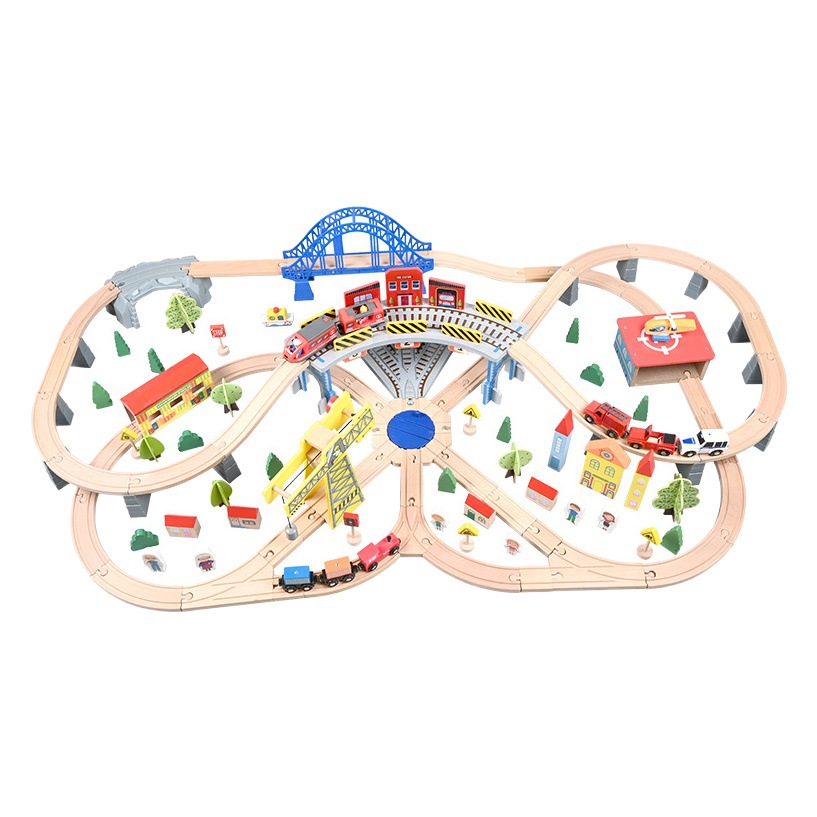 Los niños de madera magnética ciudad transporte ferroviario Tren Eléctrico educación temprana diversión montaje bloques juguetes educativos