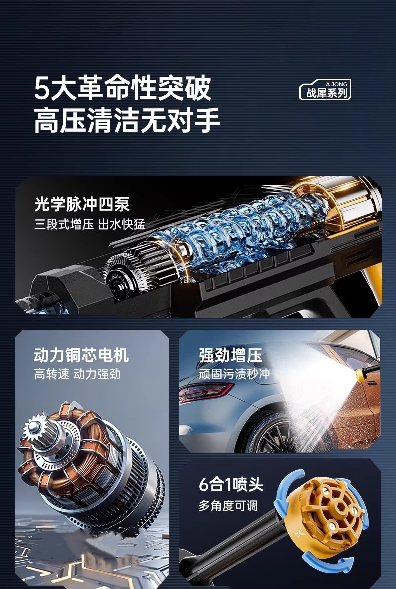 Wireless Car Washing Machine Portable Car High-Pressure Water Gun High-Power Car Lithium Battery Household Electric Car Washing Artifact