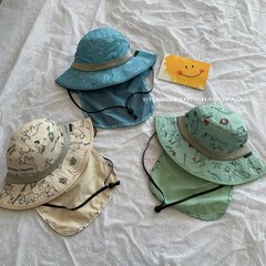 寶寶帽子速乾兒童漁夫帽可愛恐龍男女寶寶帽遮陽太陽帽薄卡通透氣