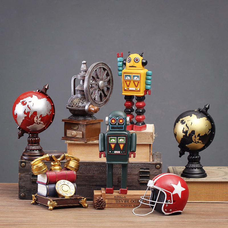 美式复古树脂客厅酒柜装饰品摆件创意欧式酒吧咖啡厅摆设家居饰品