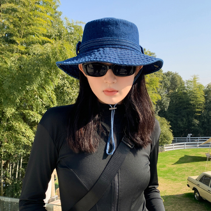 Jeans pescador sombrero mujer 2024 nueva primavera y otoño plegable al aire libre camping sombrero de montaña sombrero de verano