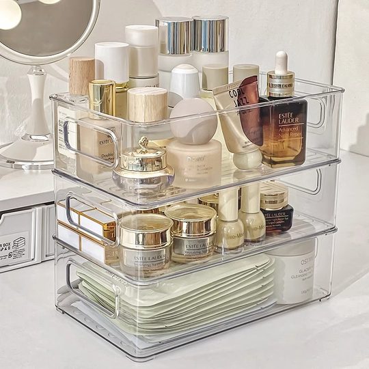 Transparent desktop storage box drawer storage rack acrylic simple stationery dormitory sundries storage basket
