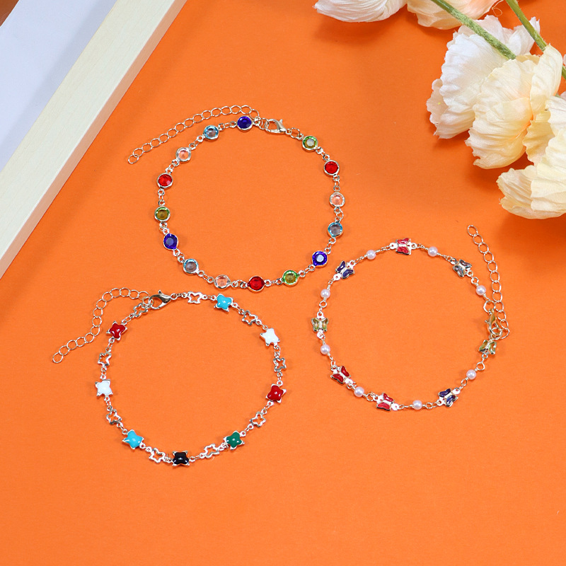 Bohemian Geometric Alloy Plating Rhinestone Anklet display picture 1