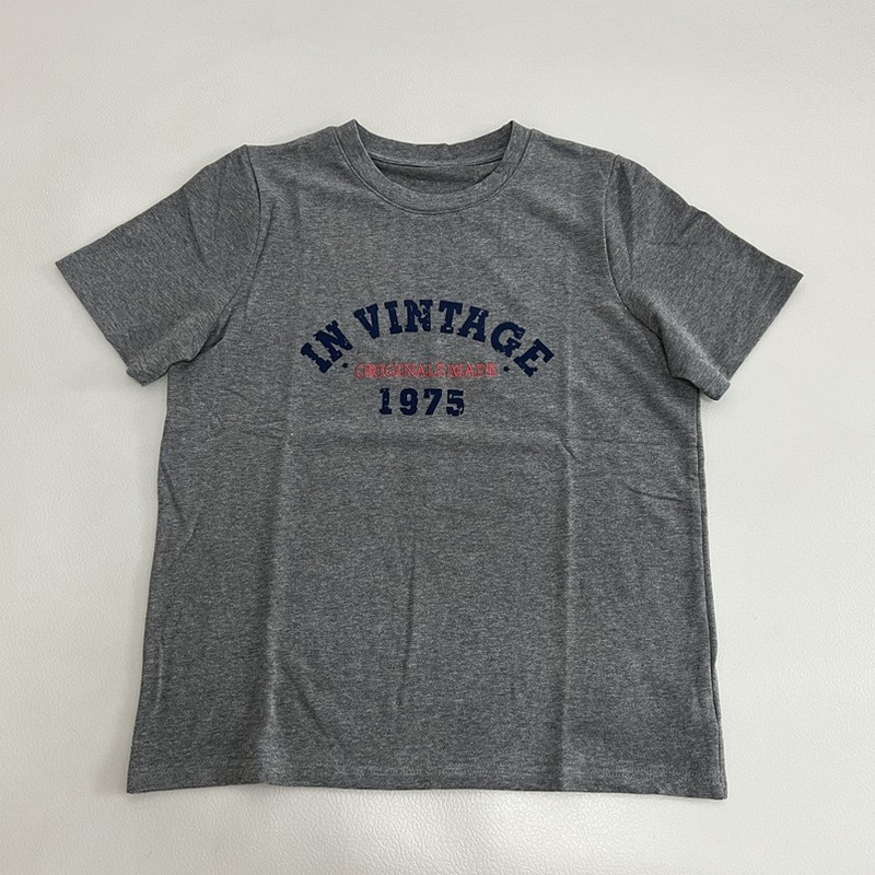 1975植绒字母印花短袖T恤女新款夏季宽松休闲百搭显瘦圆领上衣ins|undefined