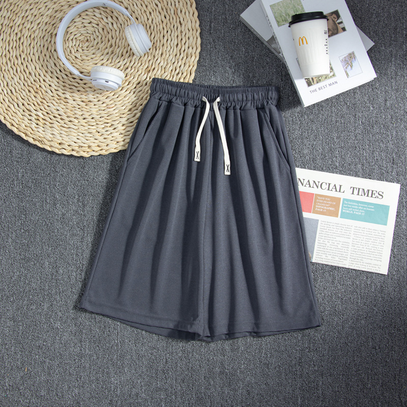 Hombre de verano casual holgado coreano waffle pantalon transpirable universal juvenil retro americano pantalones de cinco puntos