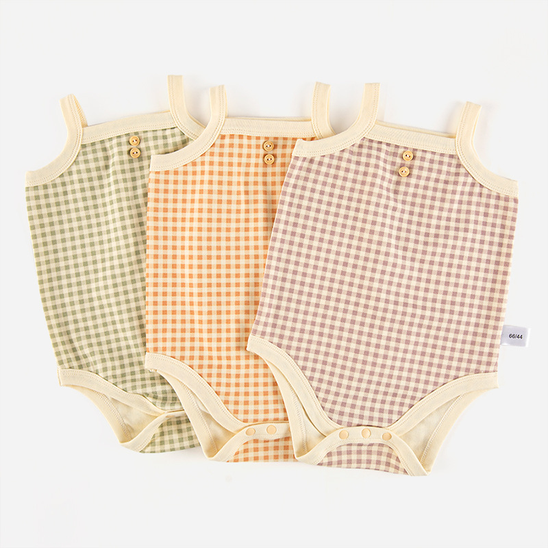 Bebé recién nacido de una pieza vaina 2022 verano Delgado de los hombres y las mujeres Chaleco de algodón sin mangas mameluco del triángulo