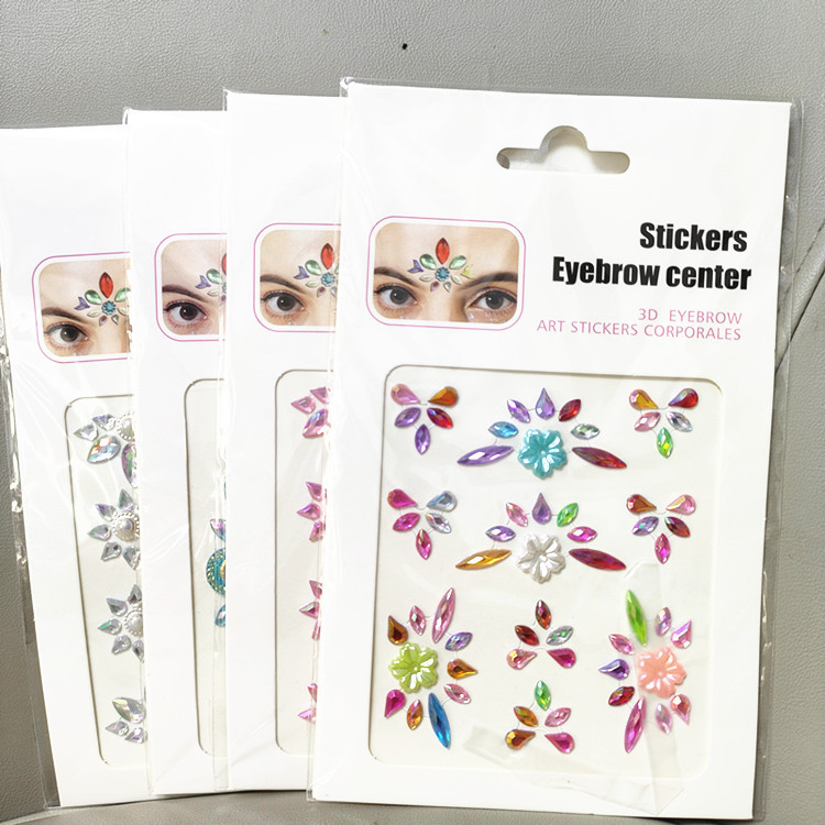 Cross-border Diamond Patch Eye Makeup Jewelry Makeup Facial Makeup Children's Stage Patch Face Yak Eye Corner Rhinestone Eyebrow Diamond Patch