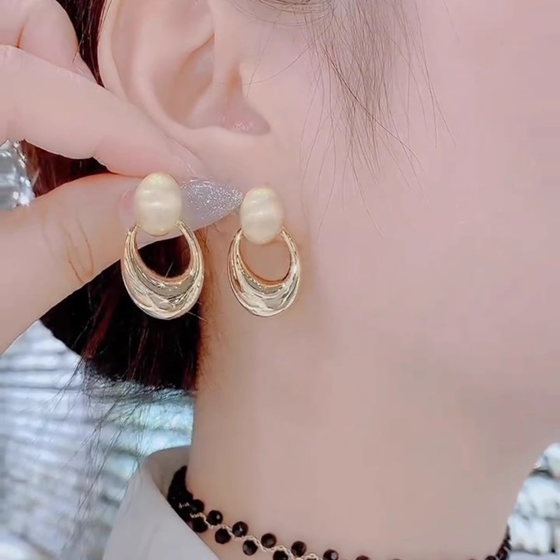 小众设计感椭圆磨砂圈圈耳钉轻奢高级感流行耳坠精致百搭气质耳饰|undefined
