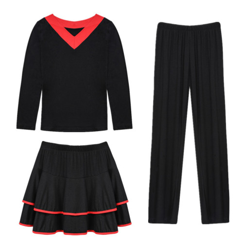 Hot selling square dance clothes for women Modal split skirt pants three-piece fitness suit dance performance clothes