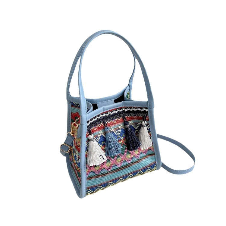 Shangxin estilo nacional bolso portátil de verano 2024 nuevo bolso de borda retro bolso de hombro de moda