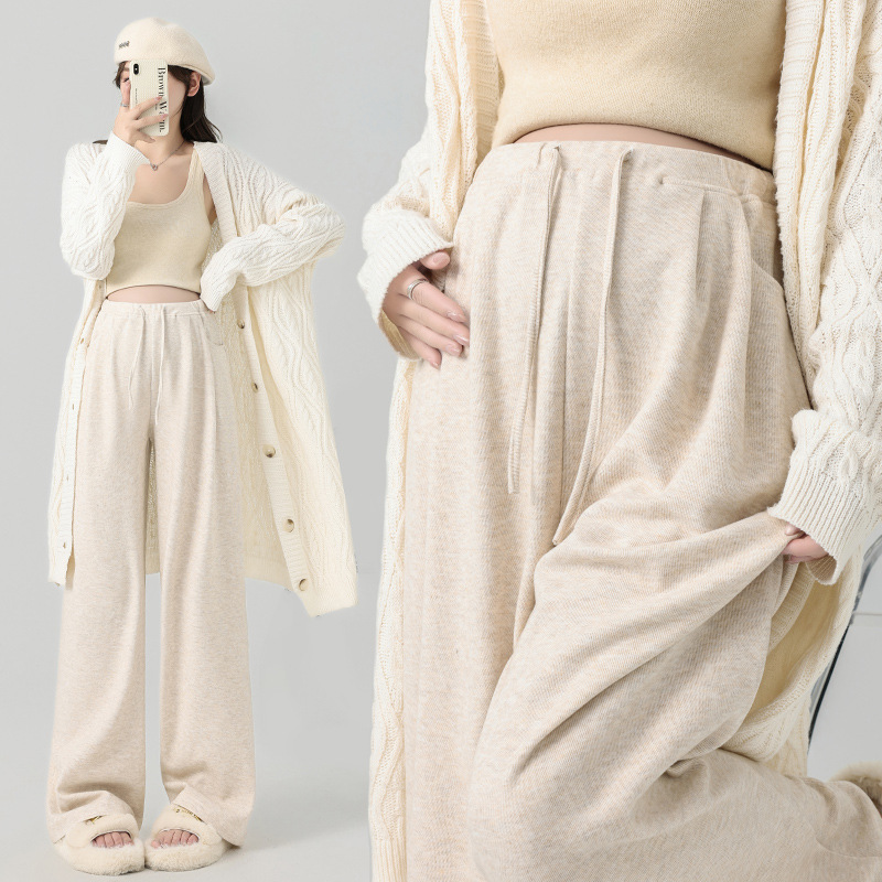 Real Shot of Maternity Pants for Autumn Outer Wear 2025 New Style Wide-Leg Pants That Do Not Tighten the Belly, Large Size Maternity Wear for Autumn