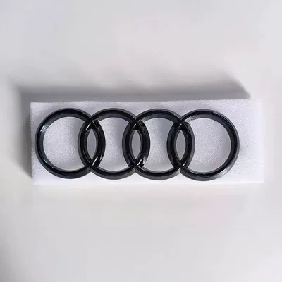 Car logo — Sline side sport exterior trim - standard-front-grille-four-ring-logo-glossy-black-remarks-model-year