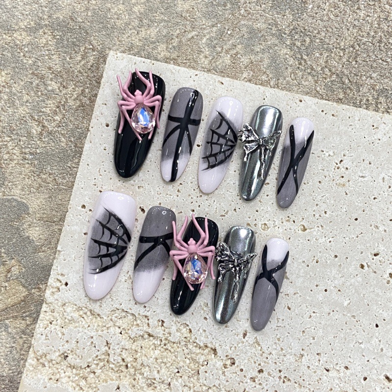 Pure Handmade Light Therapy Wear Armor Personality Funny Pink Spider Punk Style Long Super Long Spice Nail Art Wholesale Pure Handmade Light Therapy Wear Armor Personality Funny Pink Spider Punk Style Long Super Long Spice Nail Art Wholesale