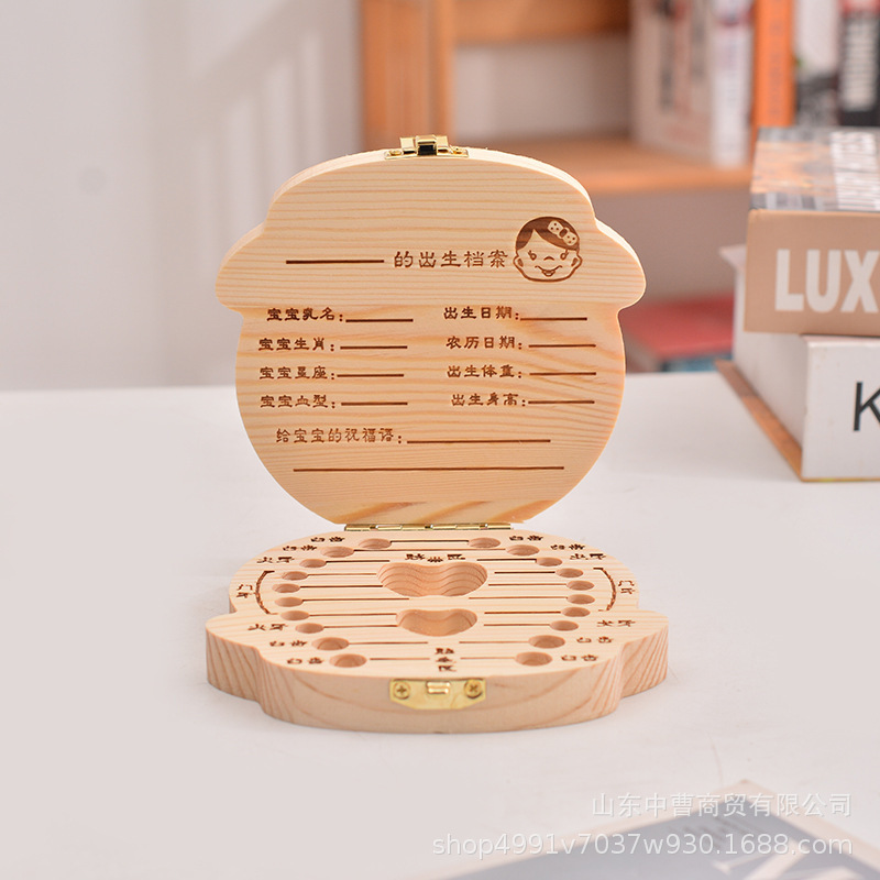 Caja de pezón de bebé macho y hembra de madera dientes cabello fetal caja de colección de cordón umbilical caja de almacenamiento de pezón infantil caja conmemorativa