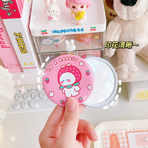 Small mirror cartoon cute portable makeup mirror small round mirror cartoon pattern round handheld mirror makeup mirror