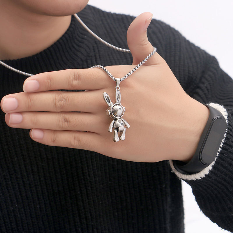 New Benmingnian Rabbit Pendant Women's Light Luxury Niche Fashionable Trendy Men's Accessories ins Hip-Hop Stainless Steel Sweat Chain