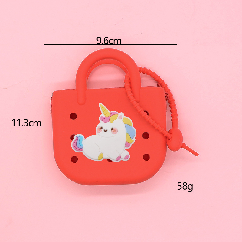 Monedero de silicona portátil explosivo lindo bolso de playa ligero y compacto nuevo bolso de almacenamiento de agujero de bricolaje de dibujos animados
