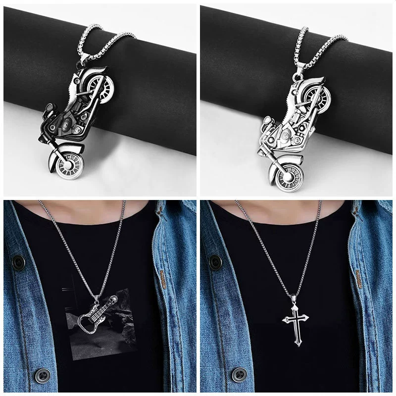 Ожерелье из титановой стали мужской прилив нишевые дизайн хип-хоп крест древний серебряный кулон мужские украшения дикие украшения оптом