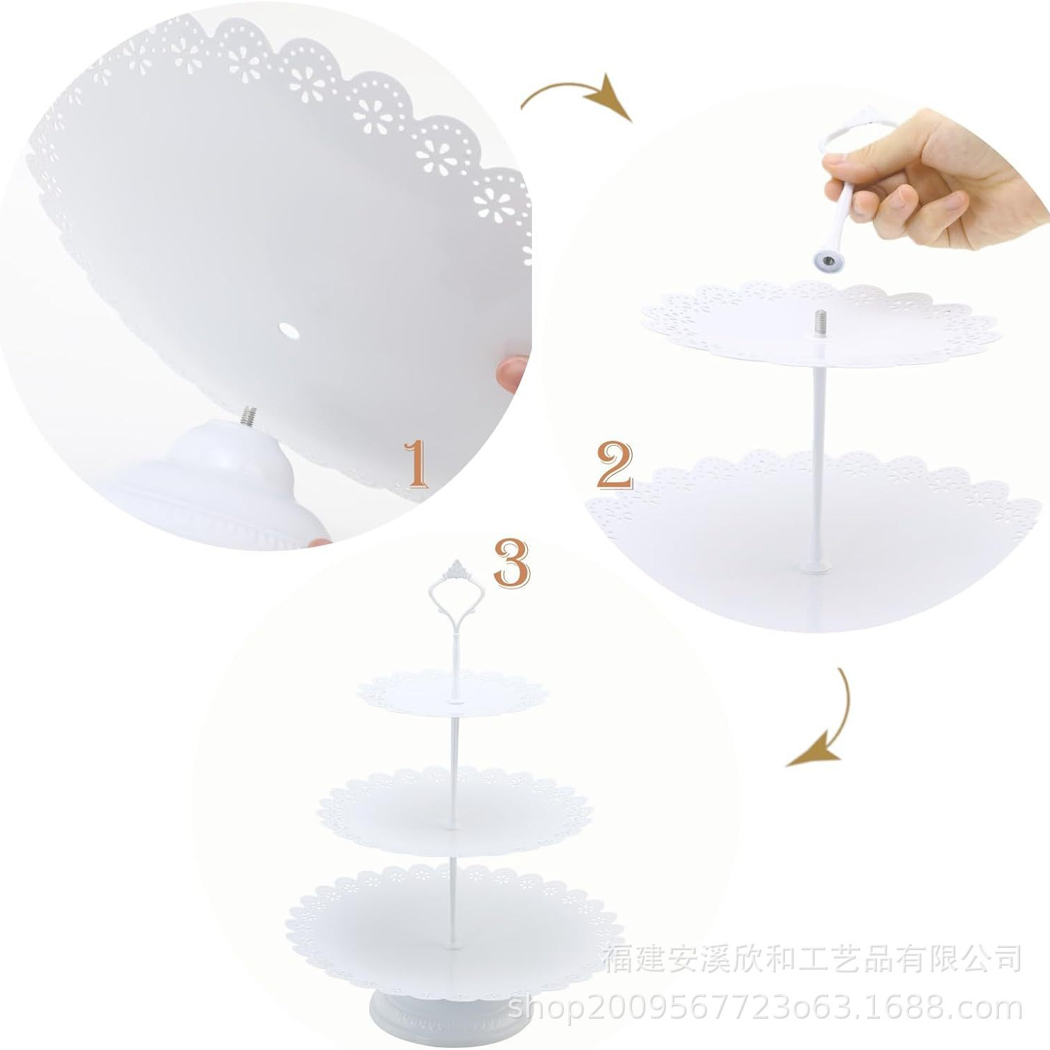 Amazon Hot Sale Cake Stand Cake Showcase, Set de decoración de mesa de postres para pastel de cumpleaños de boda