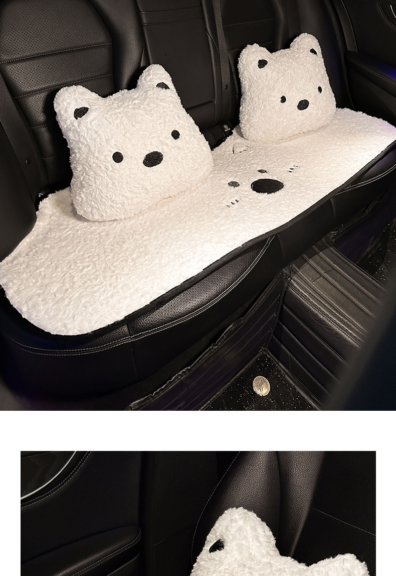 New West Highland Car Seat Cushion Winter Stuffed Thickened Car Seat Cushion Cute Cartoon Car Interior Accessories