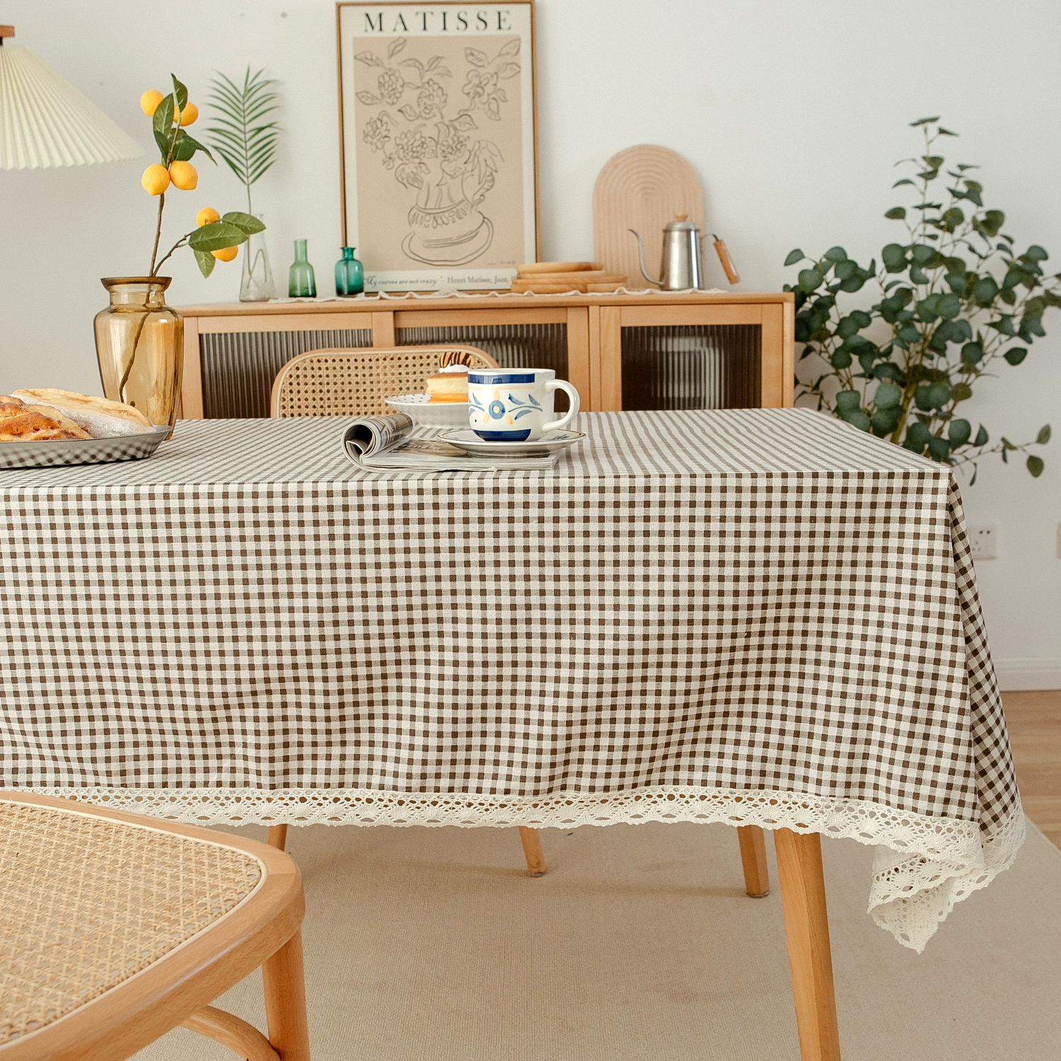 Скатерть (Yiyi Qiyun) хлопковая с принтом ромашки, кисточки-подвески, несколько размеров 60×60–140×300 см