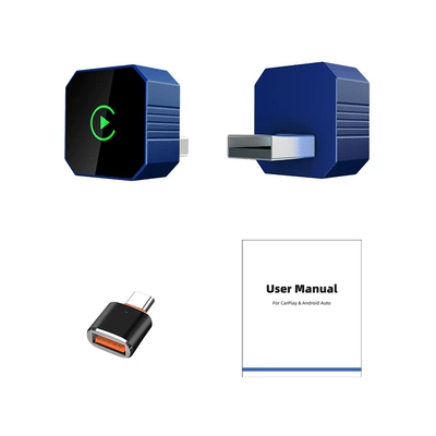 Hot-Selling Wired-To-Wireless Carplay: Simsiz CarPlay və Android Auto - 2-in-1-horizontal-plug-in-type-blue-white-label
