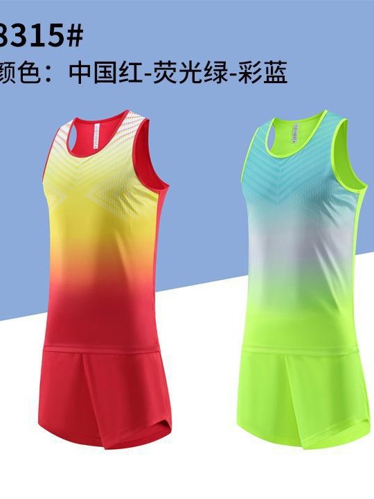 Trajes de entrenamiento de pista y campo, chaleco de maratón de sprint masculino, prueba deportiva, ropa de carrera de pista y campo 8315