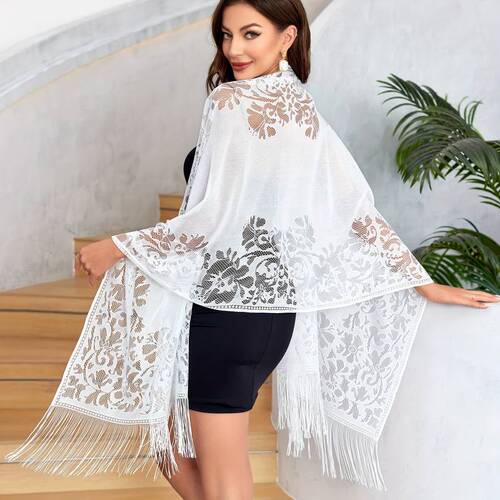 Cross-border new summer Malaysia plain color lace hollow tassel long scarf shawl stole headscarf for women