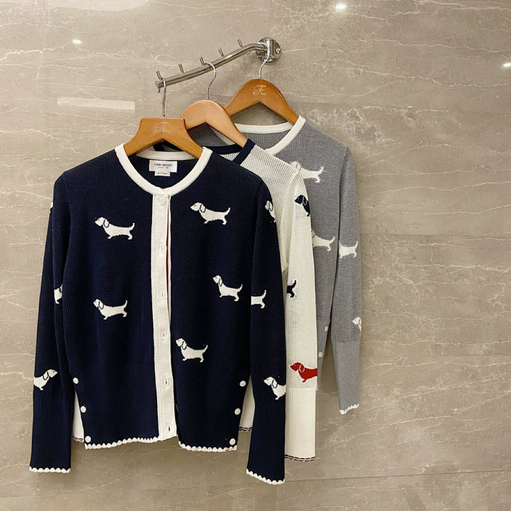 9369 полная собака с вырезом с круглым вырезом кардиган с мультяшным рисунком полый колледж